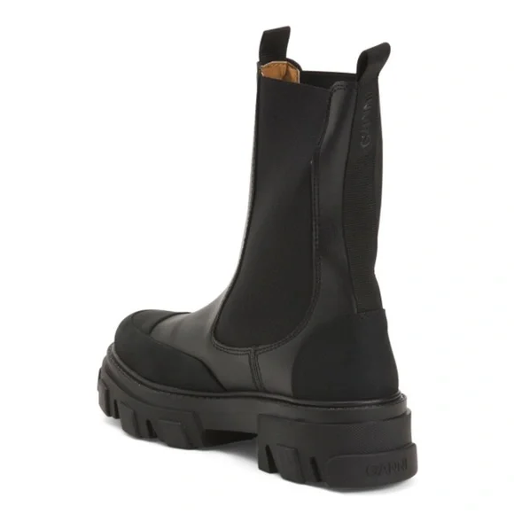 Ganni Black Lug-Sole Chelsea Boots - Picture 3 of 5